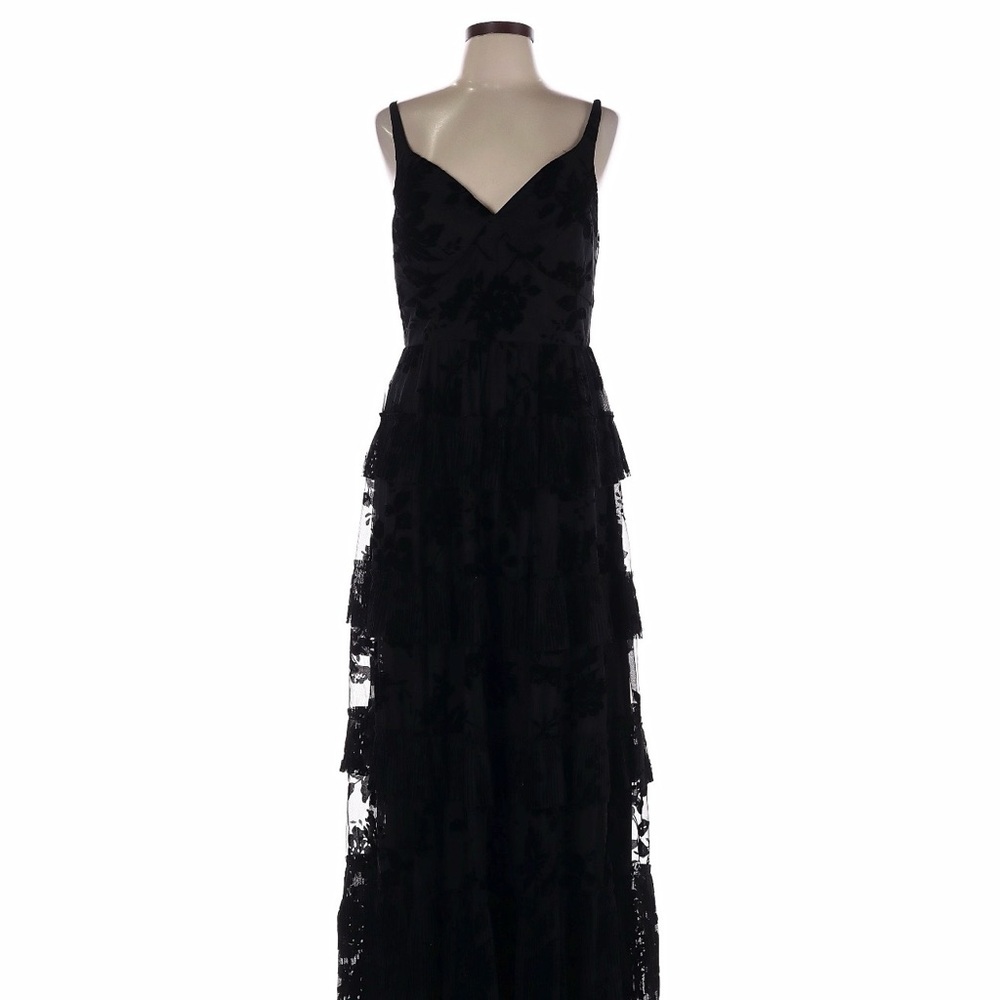 Azazie Cammy Black Ruffle Maxi Dress